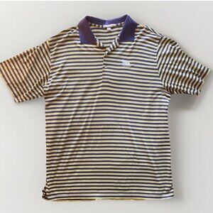 Peter Millar Polo Shirt Green Blue Striped Cotton Golf PGA West Mens XL